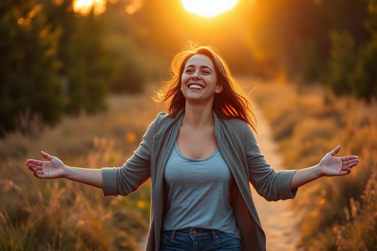 Mujer libre y feliz al aire libre